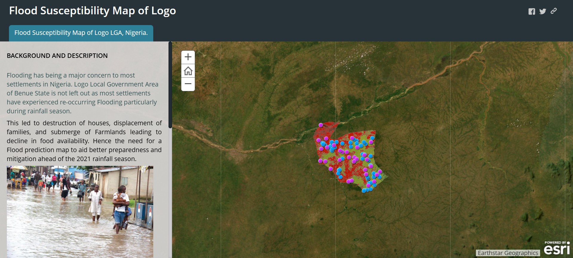 Web map for flood risk